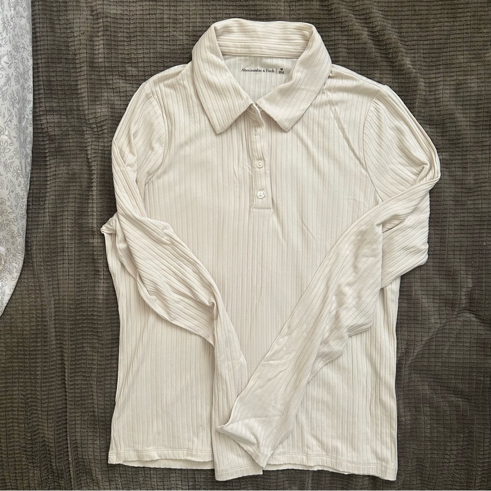 Abercrombie Long-Sleeve Wide Rib Polo Top - Picture 5 of 5